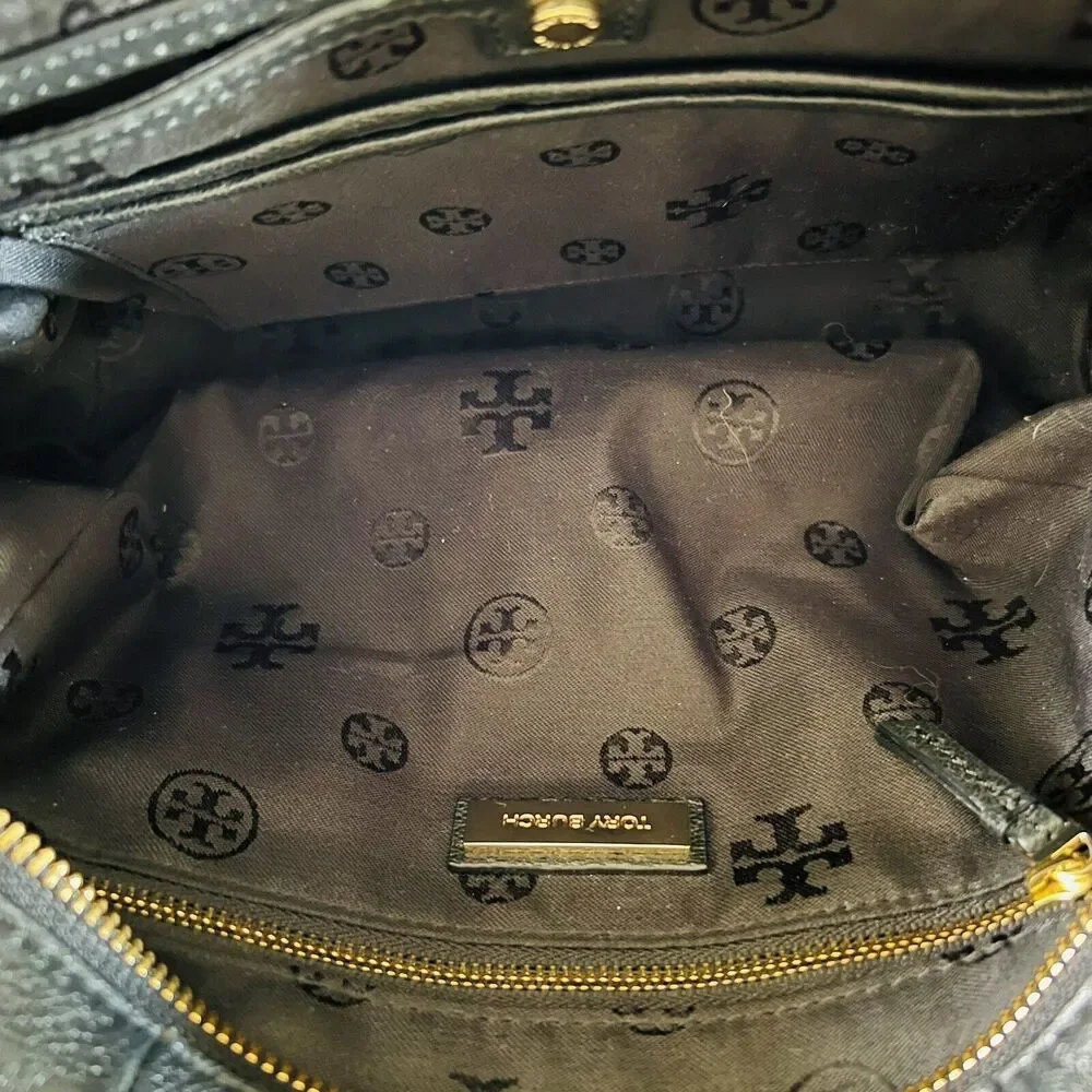 TORY BURCH Brody Black Leather Small Satchel Duffel Crossbody Bag